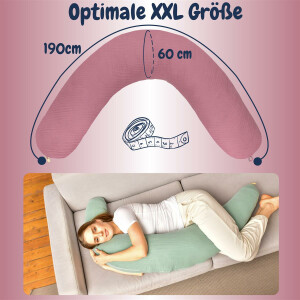 Stillkissen 190x30 Sei Design Patchwork Kreise rosa mit Klickverschlu&szlig; 