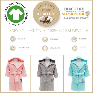Frottee Baby Bademantel | 100% BIO Baumwolle | 6+ bis 3-4...