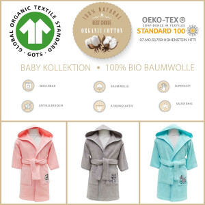 Kopie von Frottee Baby Bademantel | 100% BIO Baumwolle | Kinder Bademantel 98/104 Ros&eacute;