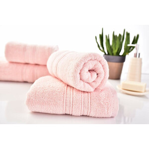 Doppelpack Handtücher 70x140 | Luxus Frottee AQUA FIBRO | 100% Baumwolle Pastel-rosa