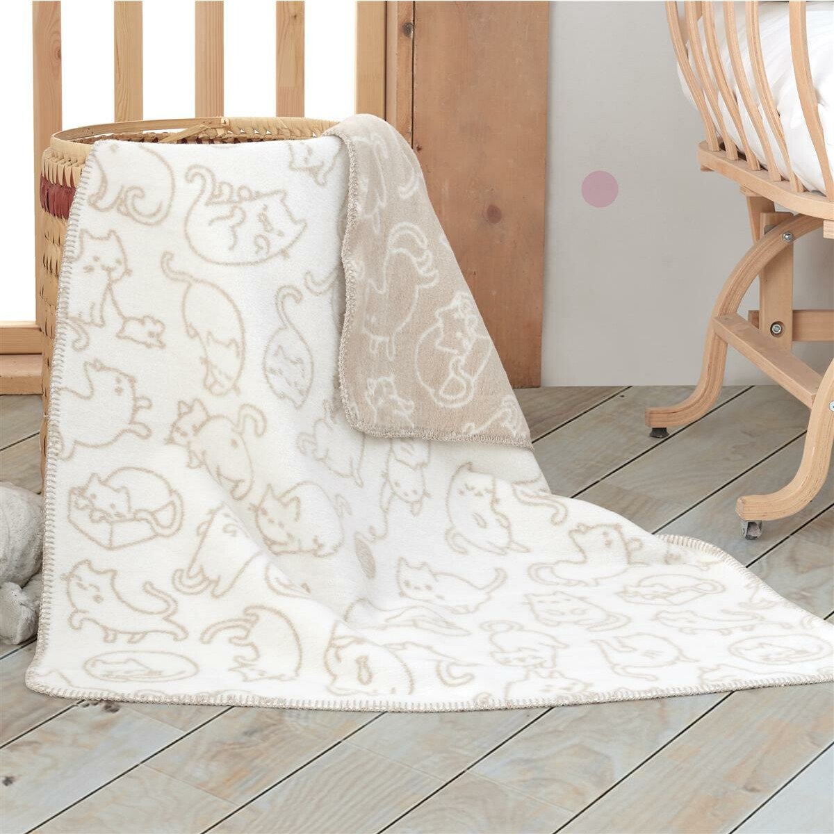 Sei Design Babydecke Kuscheldecke 90 x120 Baumwollmischung, niedliches Babydesign Cats