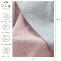 Kuscheldecke Kassandra 150x200 | 58% Baumwolle 450 gr /m&sup2; Bicolore Rose-Grey