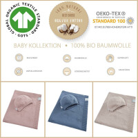 Babydecke - Strickdecke 90 x 70 cm 100% Bio-Baumwolle Sterne Pale Mauve