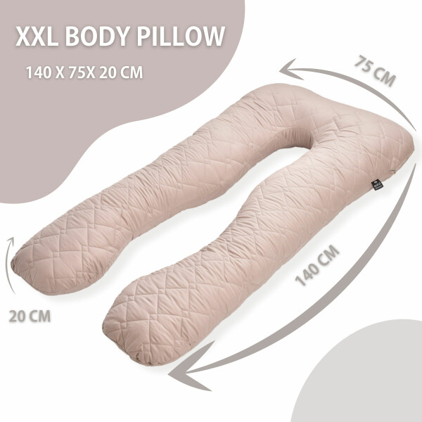 Ergonomic Body Pillow (Set of 2) - pregnancy pillow 40x140 cm - body pillow  soft padded cover in white support cushion Side sleeping pillow Oeko-Tex 