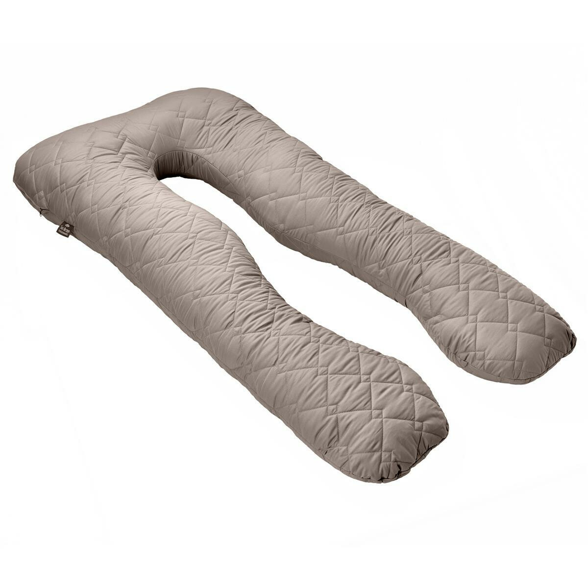 Sei Design Schwangerschaftskissen Bodypillow | Bezug gepolstert und gesteppt mit Reißverschluss waschbar 140 x 75 x 20 cm taupe