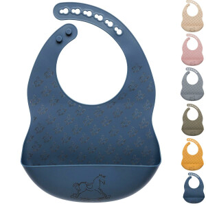 Baby Silikon Lätzchen mit Auffangschale Dark Denim