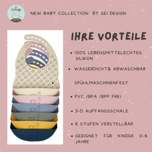 2-er Pack Baby Silikon Lätzchen mit Auffangschale