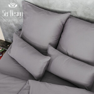 Sei Design Bettset 200x200 + 2 Stk. 80x80 aus 100% Mako Satin Baumwolle Lilac-Grey