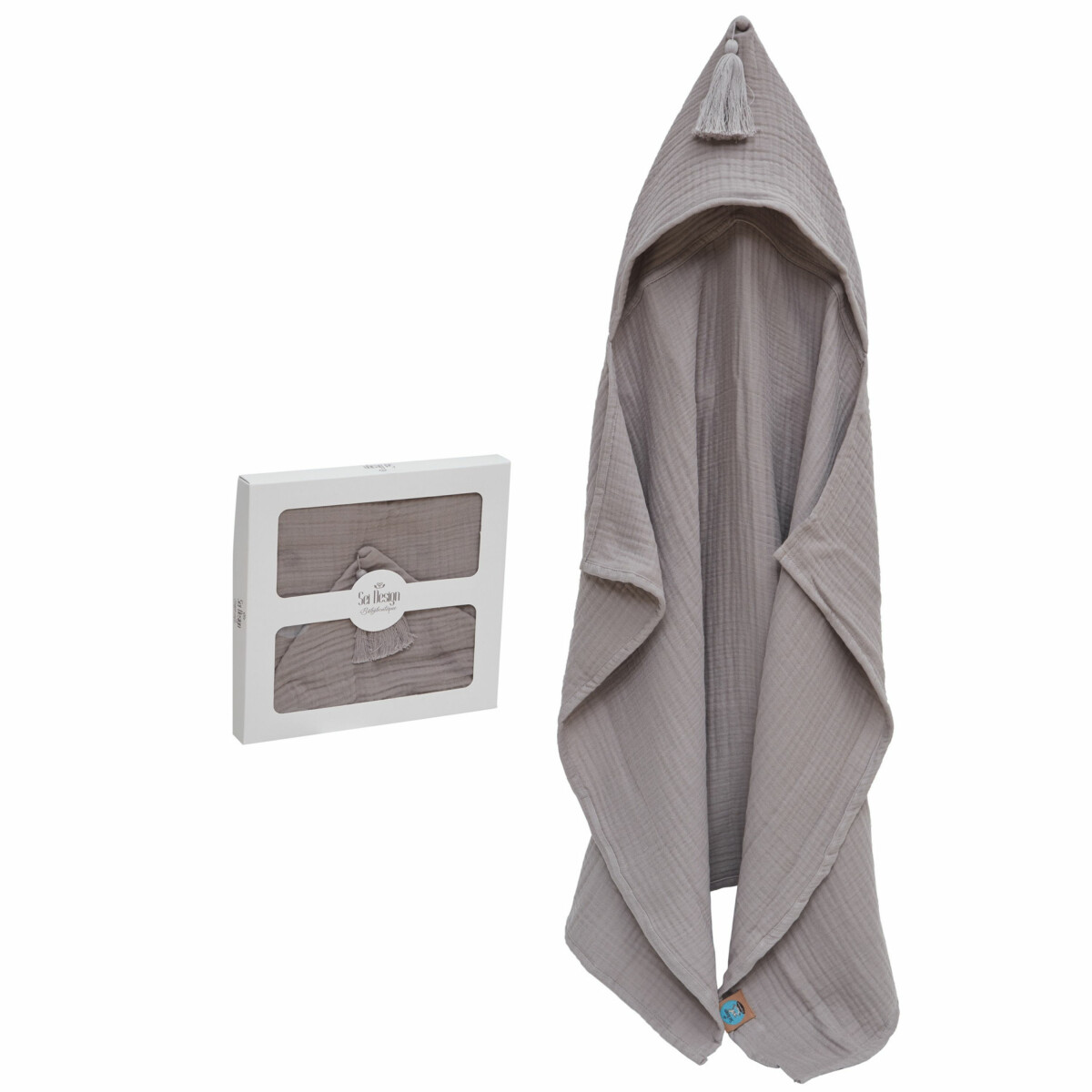 Sei Design Sei Design Musselin Badeponcho aus 100% BIO Baumwolle 75x100 stonegrey