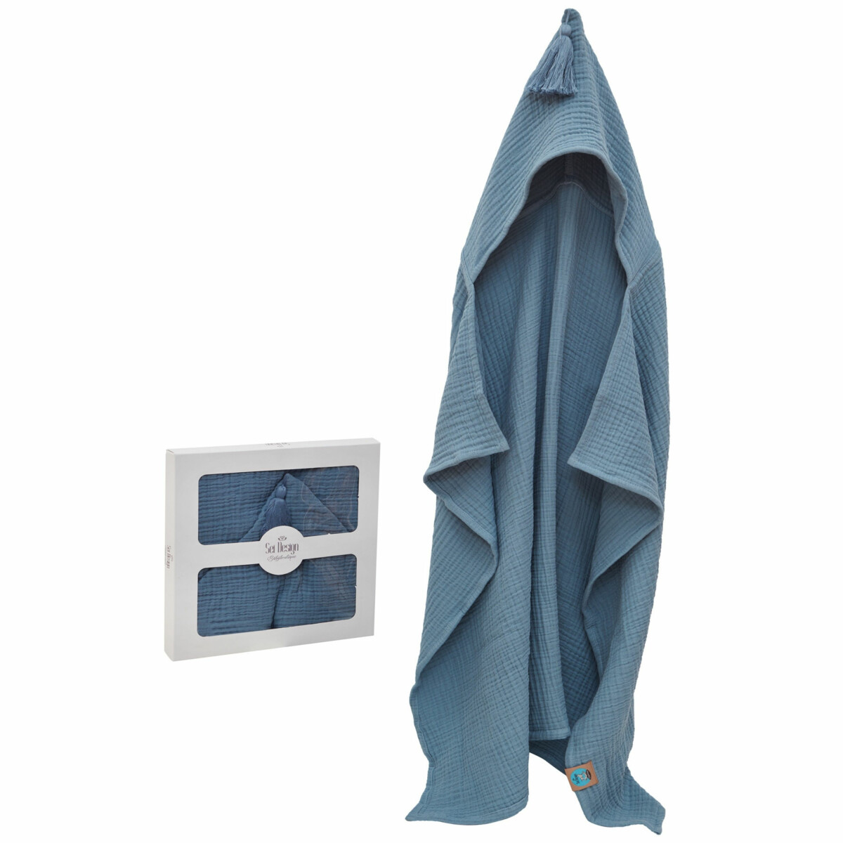 Sei Design Sei Design Musselin Badeponcho aus 100% BIO Baumwolle 75x100 Jeans