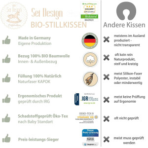 Bio-Stillkissen 190x30 cm - 100% Kapok F&uuml;llung - Bezug 100% Bio Baumwolle - GOTs und &Ouml;ko-Tex zertifiziert gestrickt Marsala