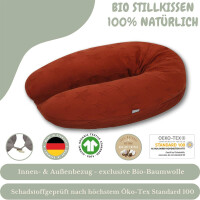 Bio-Stillkissen 190x30 cm - 100% Kapok F&uuml;llung - Bezug 100% Bio Baumwolle - GOTs und &Ouml;ko-Tex zertifiziert gestrickt Marsala