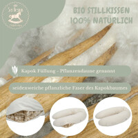 Bio-Stillkissen 190x30 cm - 100% Kapok F&uuml;llung - Bezug 100% Bio Baumwolle - GOTs und &Ouml;ko-Tex zertifiziert gestrickt Mint