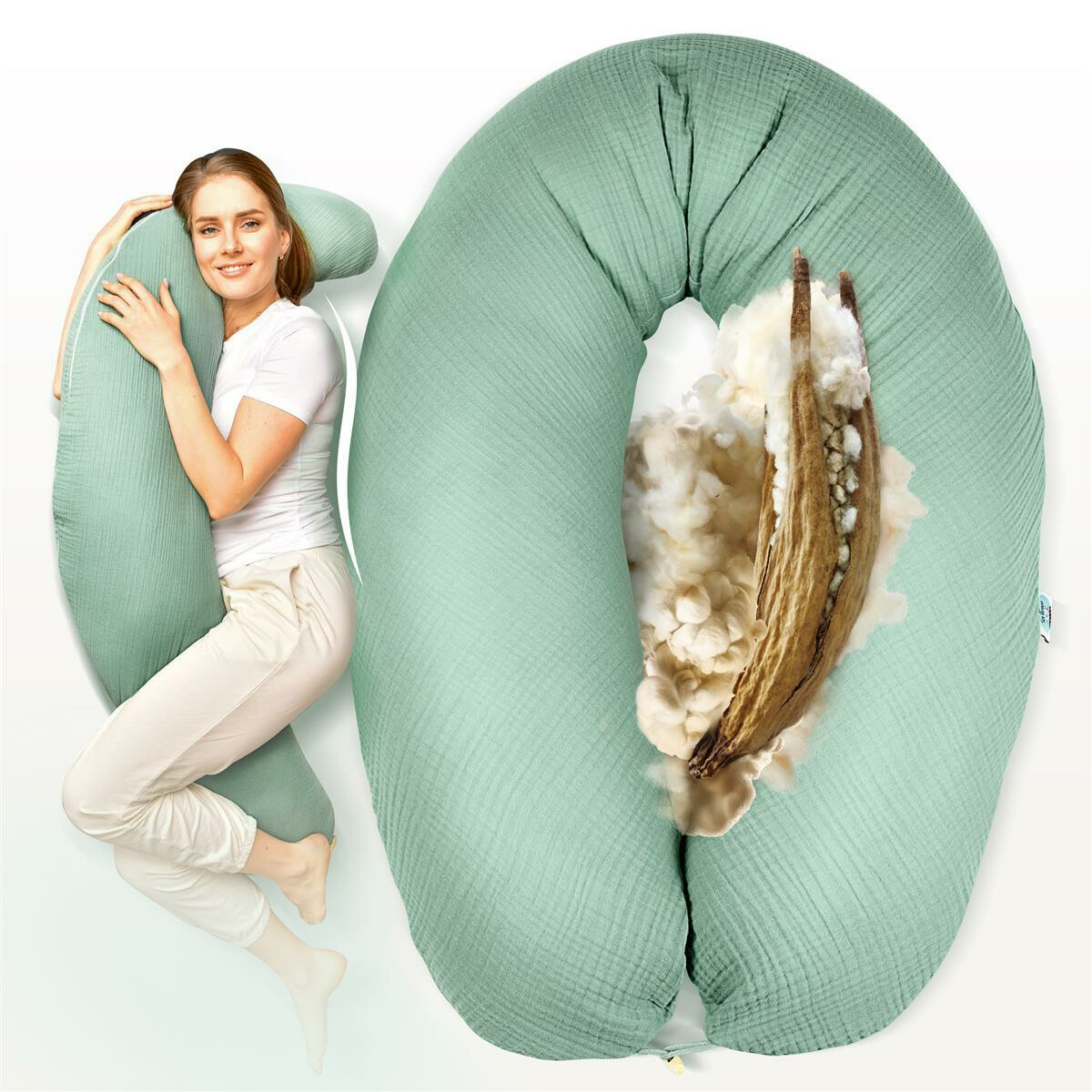 Naturstillkissen 190x30 cm - 100% Kapok box