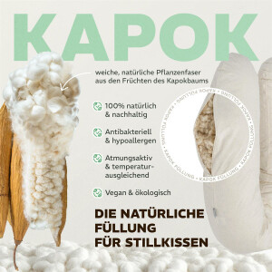 Naturstillkissen 190x30 cm - 100% Kapok Füllung -...