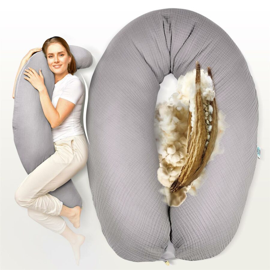 Nursing Pillow 190x30 cm – Kapok Filling & Organic