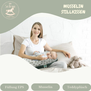 Stillkissen Musselin-Bezug mit Teddyplüsch EPS-Mikroperlen - Musselin Blume