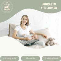 Stillkissen Musselin-Bezug mit Teddypl&uuml;sch EPS-Mikroperlen - Musselin Blume