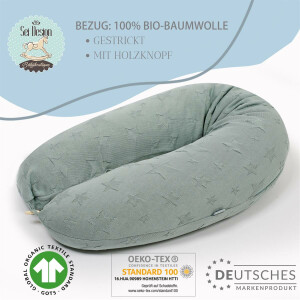 Stillkissen 100% Bio Baumwolle 190x30 cm | Füllung EPS Mikroperlen - Mint