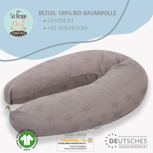 Stillkissen 100% Bio Baumwolle 190x30 cm | Füllung...