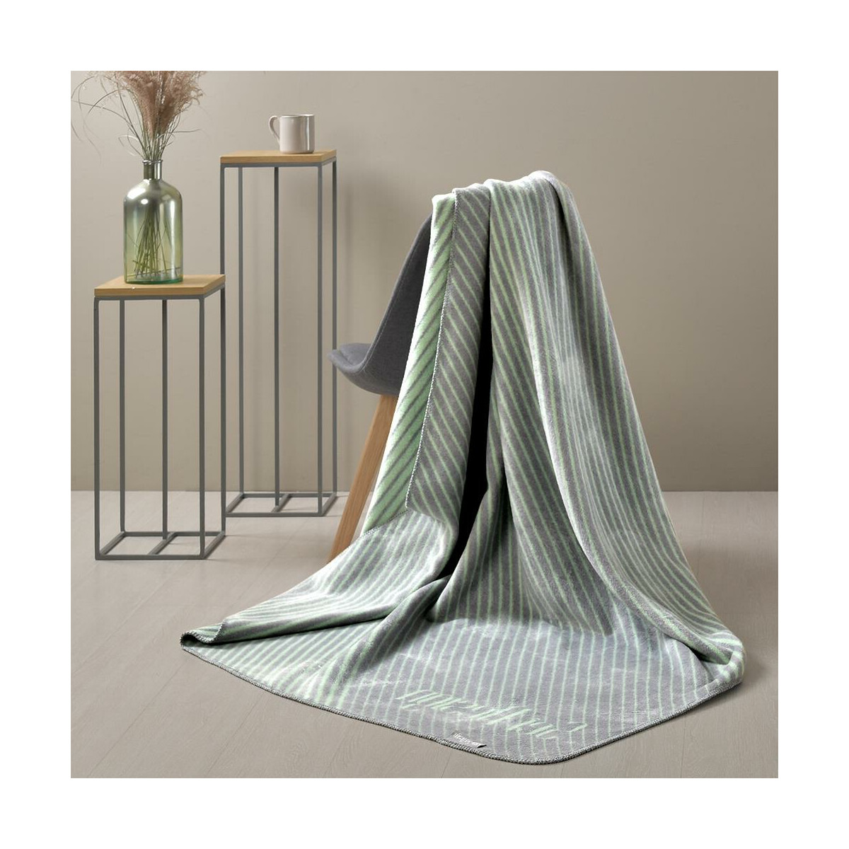 Sei Design Kuscheldecke Kassandra 150x200 | 58% Baumwolle 450 gr /m² Melange Mint/Grey