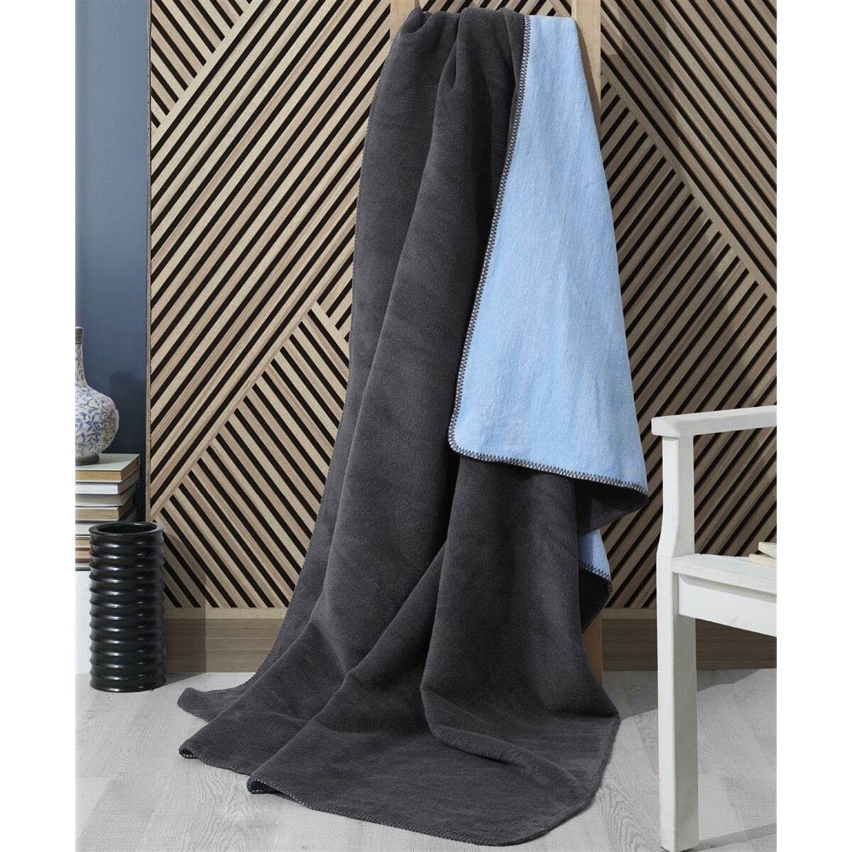 Sei Design Kuscheldecke Kassandra 150x200 | 58% Baumwolle 450 gr /m² Bicolore Dark-Denim