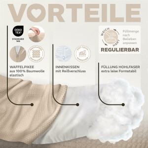 Stillkissen 190x30 XXL | Füllung Faserbällchen | Bezug 100% Baumwolle | Biene