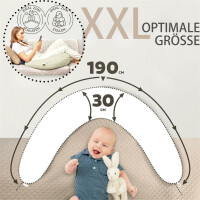 Stillkissen 190x30 XXL | Füllung Faserbällchen | Bezug 100% Baumwolle | Biene