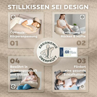 Stillkissen 190x30 XXL | Füllung Faserbällchen | Bezug 100% Baumwolle | Biene