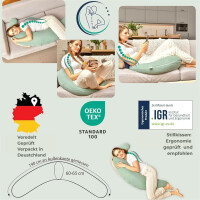 Stillkissen 190x30 XXL | Füllung Faserbällchen | Bezug 100% Baumwolle | Happy Baby