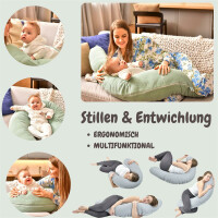 Stillkissen 190x30 XXL | Füllung Faserbällchen | Bezug 100% Baumwolle | Happy Baby