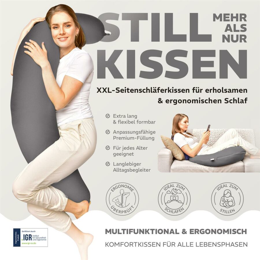 Nursing Pillow 190×30 cm – ergonomic, quiet &amp