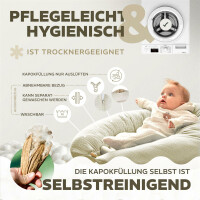 Naturstillkissen 190x30 cm - 100% Kapok Füllung - Bezug 100% Bio Baumwolle - GOTs und Öko-Tex zertifiziert Musselin  Natur