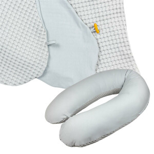 XXL Nursing Pillow 190x30, Cover made of Jersey + Waffle Fabric, Fiber Ball Filling