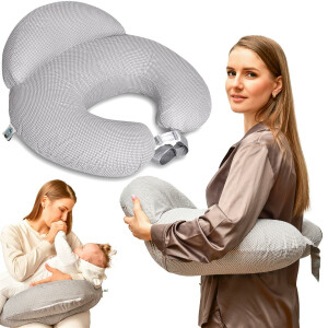 Nursing Pillow ComfortCaddle Plus 60x71x16+14 cm Gray Dots