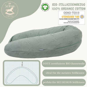 Stillkissenbezug aus 100% Bio Baumwolle, für Stillkissen oder Lagerungskissen - 190x30 cm gestrickt Mint