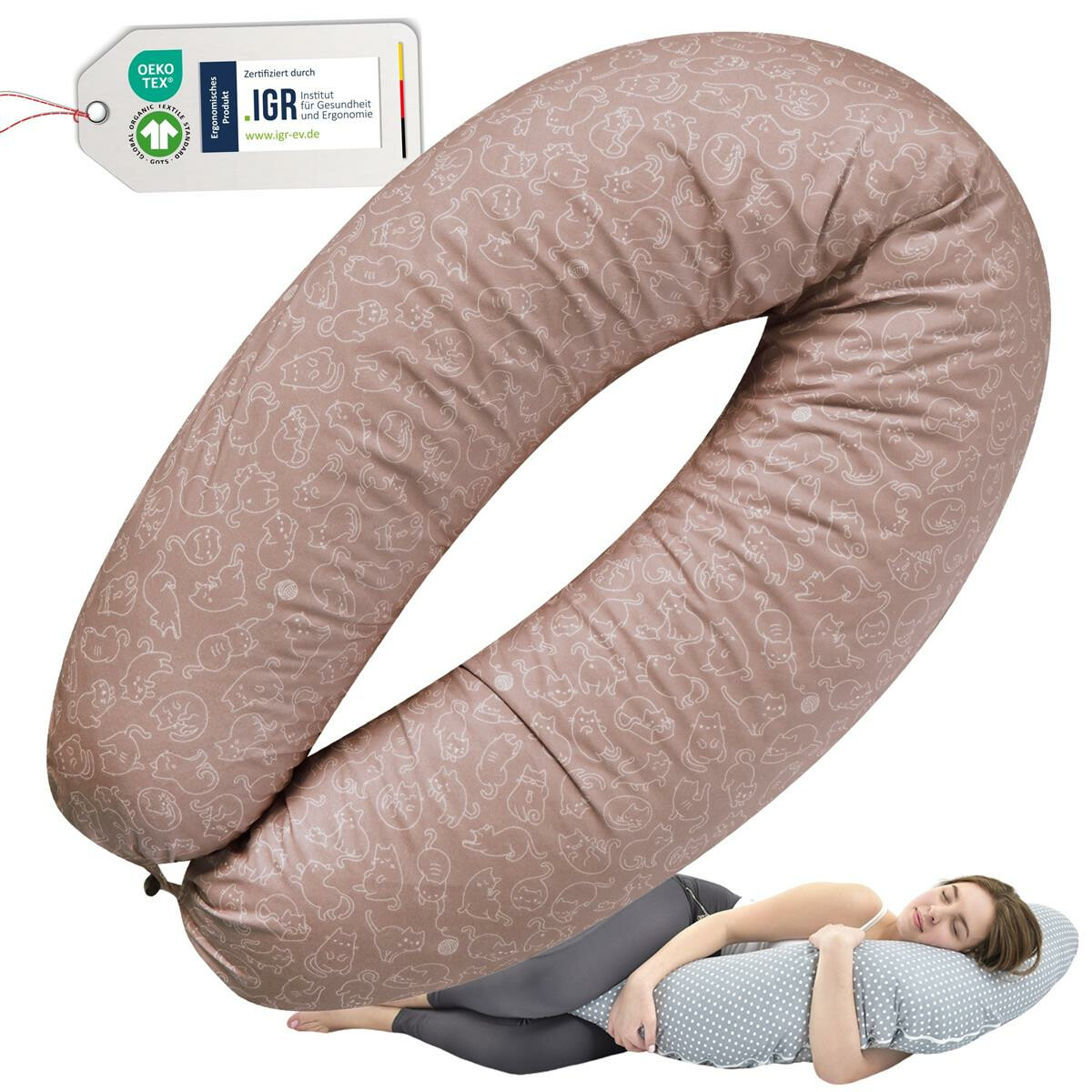 XXL Nursing Pillow 190x30, Cover made of Jersey + Waffle...