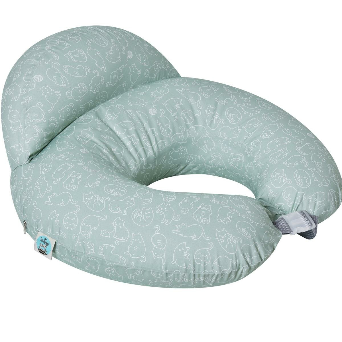 Nursing Pillow ComfortCaddle Plus 60x71x16+14 cm Cats Mint