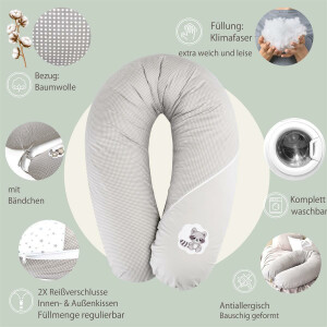 Nursing Pillow 190x30 Gray