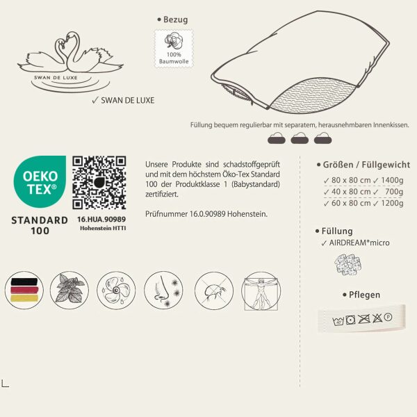 Sei Design Kopfkissen 40x80 2er Set - Mikrofaser Mit Daunen-Gefühl