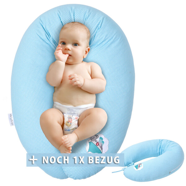 Nursing Pillow 170x30 Antarctic Blue Fish with one additional Slipcover