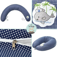 Nursing Pillow 170x30 Jeans Blue Penguin with one additional Slipcover