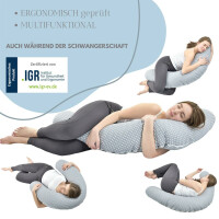 Nursing Pillow 170x30 Gray with one additional Slipcover