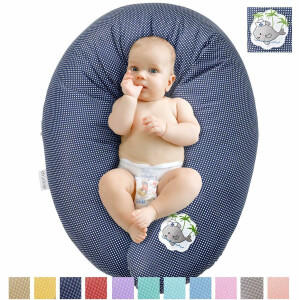 Nursing Pillow 170x30 EPS Micro Beads Jeans Blue Penguin with one additional Slipcover