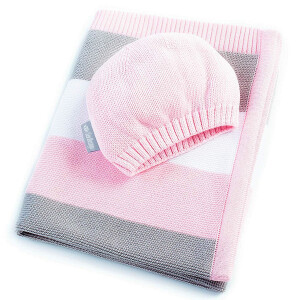 Knit Baby Blanket Streifen Rosa