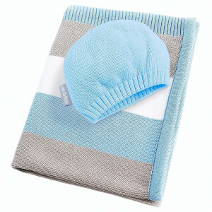 Knit Baby Blanket Streifen Blau