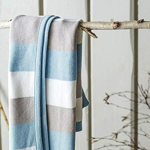 Knit Baby Blanket Streifen Blau