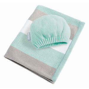 Knit Baby Blanket Streifen Mint