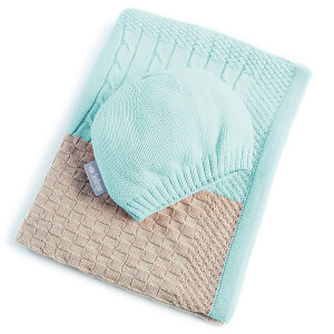 Knit Baby Blanket Streifen Bold Mint