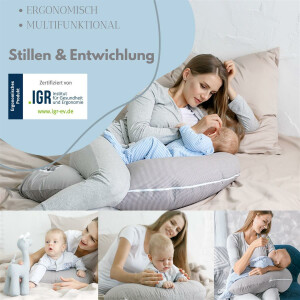 Nursing Pillow Gray-White Dots 190x30 cm